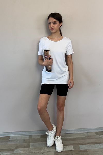 penyebizden Back Low-Cut Comfortable Viscose Tunic-White