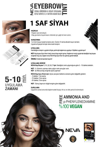 Neva Eyebrow Tınt Kaş Boyası 15ml (vegan) 1 Saf Siyah