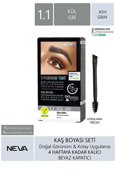 Neva 1.1 Ash Gray Eyebrow Tint Vegan Eyebrow Paint Set
