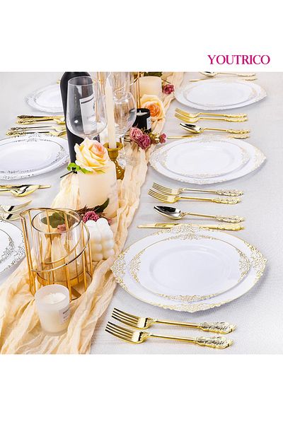 Youtrico Disposable Tableware 20pieces-32cm/19cm Ideal For 10 People Wedding Plating/birthday Party