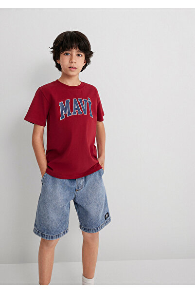 Mavi Logo Baskılı Bordo Tişört Regular Fit / Normal Kesim 6610030-70392