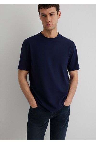 Mavi Μπλουζάκι με λαιμόκοψη Navy Blue Basic Loose Fit / Loose Relaxed Fit 0611593 -84371