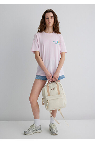 Mavi Bej Detaylı Ekru Sırt Çantası 1912481-30221