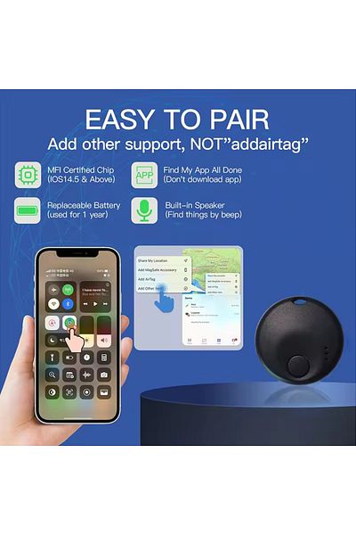 Choice Black Mini Smart Tag Item Locator Bluetooth Luggage Tracker.works With Apple Find My (IOS ONLY)