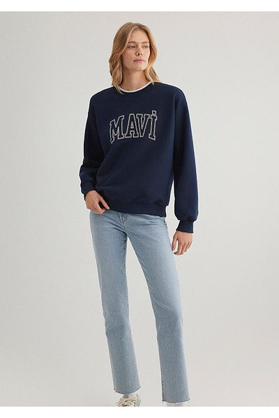 Mavi Marineblaues Sweatshirt mit Logo-Print 1611192 -70899