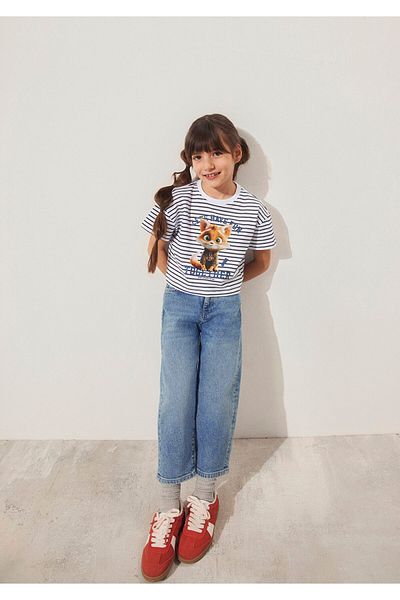 Mavi Cat Printed Crop T-Shirt - Loose Fit / Loose Relaxed Cut 7610280 -85308