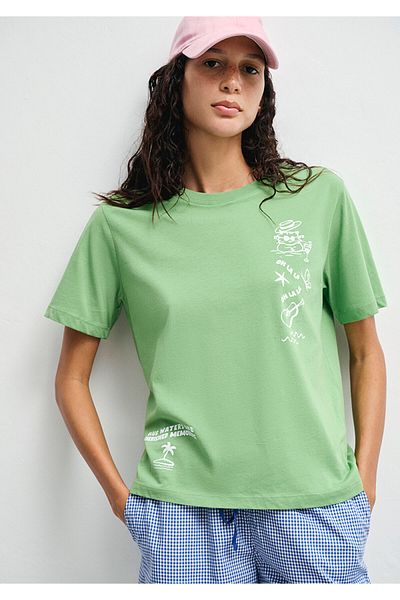 Mavi Printed Green T-Shirt Regular Fit 1613168 -71715