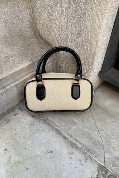 EBROU Bonnie Model Kanvas El Ve Omuz Çantası Siyah Charm Hediyeli