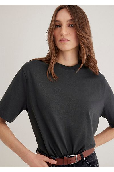 Mavi Anthracite Basic T-Shirt Oversize / Wide Cut 1613299 -70087