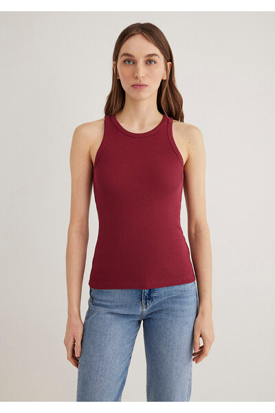 Mavi Halter Yaka Bordo Basic Atlet Slim Fit / Dar Kesim 1612462-70430