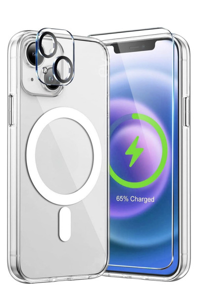 Evax (3'ü 1 ARADA) iPhone 13 Uyumlu 1 MagSafe Kılıf + 1 Ekran Koruyucu + 1 Kamera Lens Koruyucu