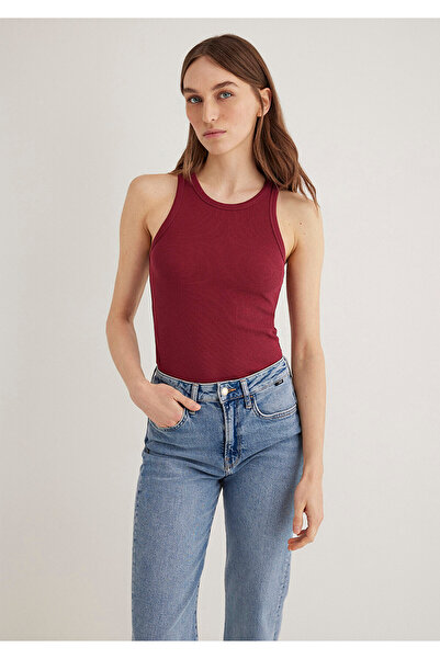 Mavi Halter Yaka Bordo Basic Atlet Slim Fit / Dar Kesim 1612462-70430