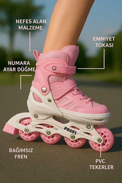 CAN Ayarlanabilir Işıklı Paten | Çift Kullanım Tek Sıra Paten Çift Teker Alıştırma Modu 30-33 Beden