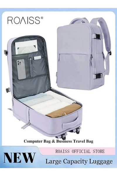 ROAISS Travel Backpack for Men Women Carry On Backpack with USB Charging Port Shoe Compartment Flight Appro
