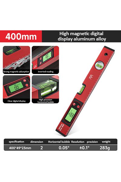 Choice Red 40cm 30/40/50cm Electronic Digital Display Level Ruler Magnetic Angle Meter Aluminum Alloy Level