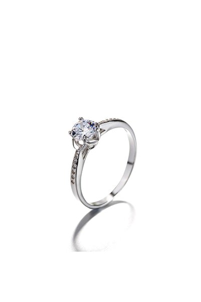 delis 925 silver ring, JW1376, elegant model with stone, rhodium plated