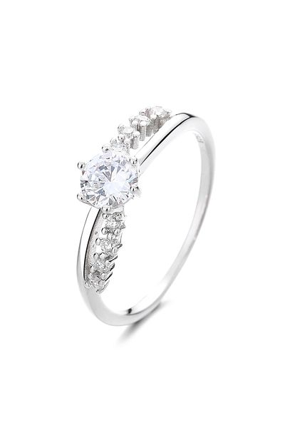 delis Inel Argint 925, Jw1338, Model Elegant Cu Piatra, Placat Cu Rodiu