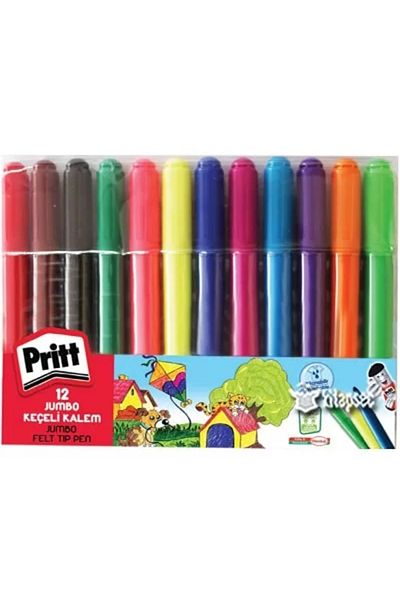 Pritt Jumbo Round Tip Felt Tip Pen 12 Colors