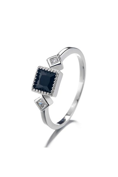delis Inel Argint 925, Jw1356, Model Elegant Cu Piatra Albastra, Placat Cu Rodiu