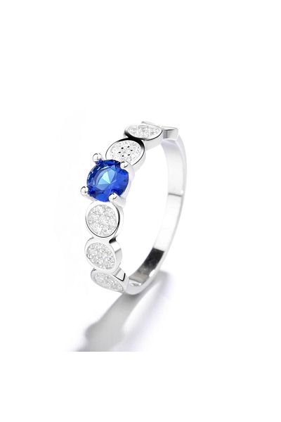 delis Inel Argint 925, Jw1362, Model Elegant Cu Piatra Albastra, Placat Cu Rodiu