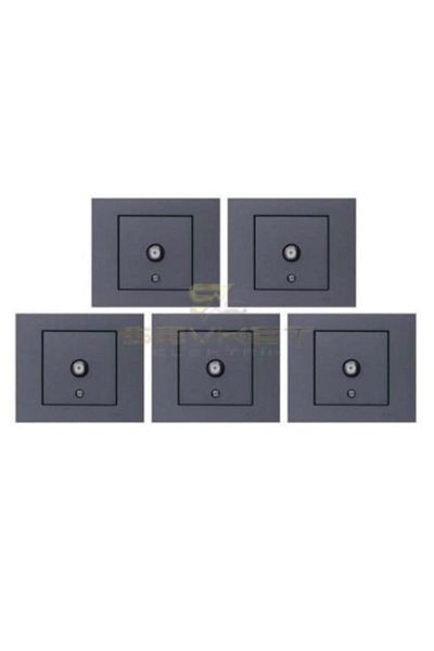 Tenda 5 Pieces Ovivo Grano Smoked TV Socket F Connector Frame Included 5 Pack/set