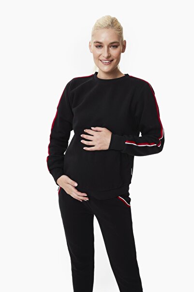 Style The Bump Silvia Black V2 Tracksuit Set - Belly Support Detailed