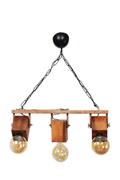 Aysem Wood Oynar Başlıklı Ahşap Rustik Avize Otantik Masif Salon Cafe Otel