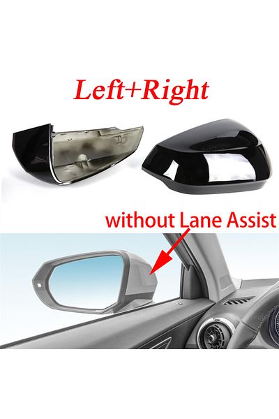 Choice Glossy Black 2pcs Side Wing Mirror Cover For Audi Q2 2017 2018-21 Q3 F3 2019 2020 2021 Gloss Black R