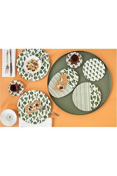 Porland Yeşil Kaktüs 36 Parça Kahvaltı Takımı