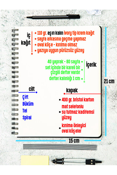 Apeirona | Limitless Art Checked and Striped Notebook Set - A5 - Steel Spiral - 2x80 Pages