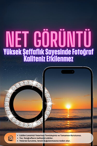 Evax [Taşlı] iPhone 16 Pro Max / 16 Pro Uyumlu Çöl Titanyum Taşlı Kamera Lens Koruyucu