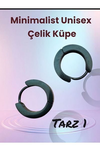 Vira Black Steel Earrings - Minimalist Trend, Daily Use, 1 Pair Style 01