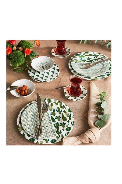 Porland Cactus 36 Piece Porcelain Breakfast Set for 6 People