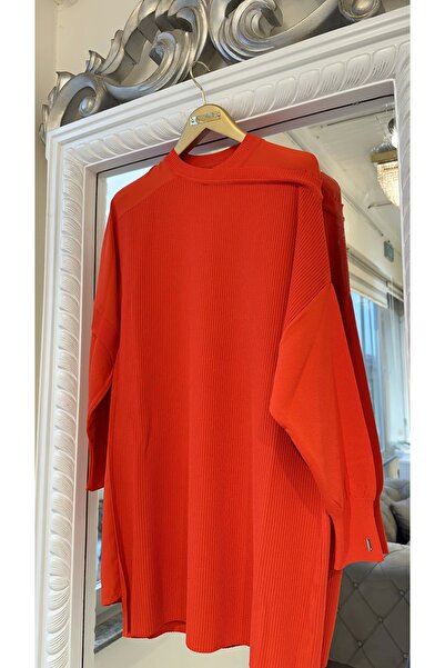 Invee Omzu Chiffon Detailed Tunic - Orange