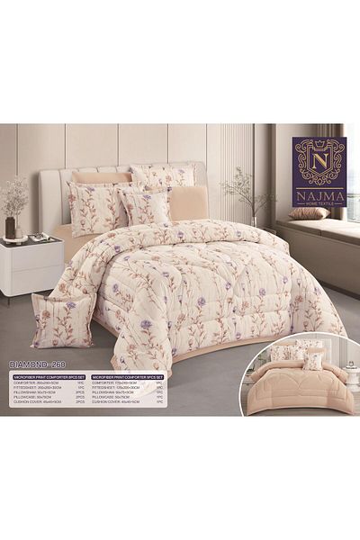 Najmat Alshamal 8-piece summer printed double bed sheet set, size 230 x 250 cm