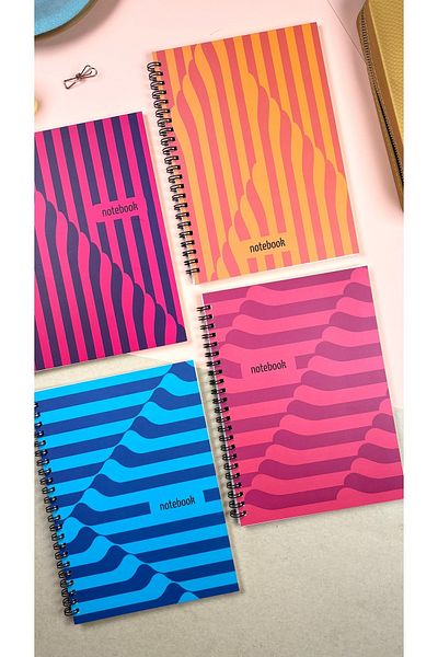 Apeirona 4-piece Checked School Notebook Set - A5 - 90 Pages