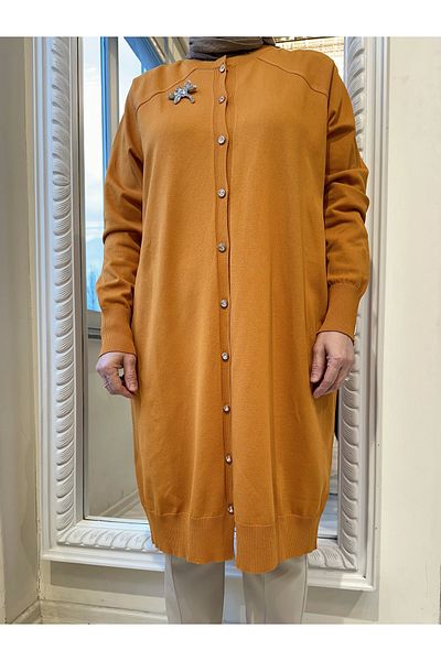 Invee Invee 6283 - Mustard Dragonfly Patterned Cardigan