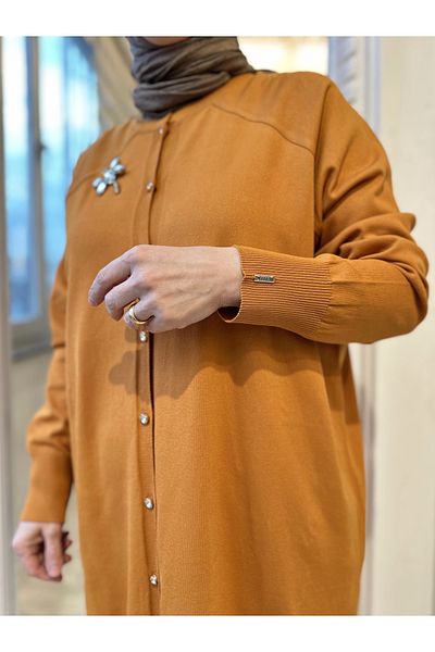 Invee Invee 6283 - Mustard Dragonfly Patterned Cardigan