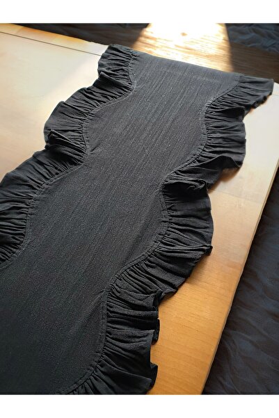 MTD Plus Fırfırlı Siyah Runner 40x110 (%100 PAMUKLU)