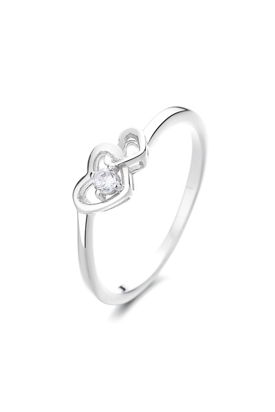 delis 925 silver ring, JW1340, heart and infinity pattern, rhodium plated