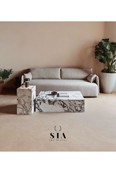 SİA ART DESİNG DOĞAL MERMER ORTA SEHPA
