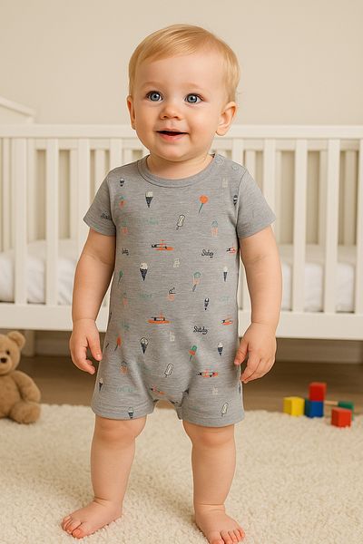 Melekpare 6-24 Months Baby Girl Boy Skateboard Themed Soft 100% Cotton Jumpsuit