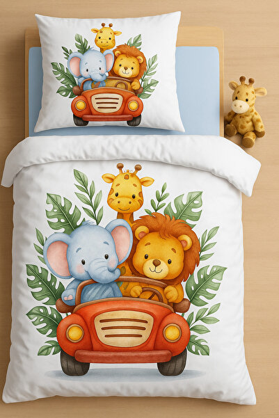 mia mia مجموعة غطاء لحاف أطفال منقوشة لرحلة سفاري لطيفة