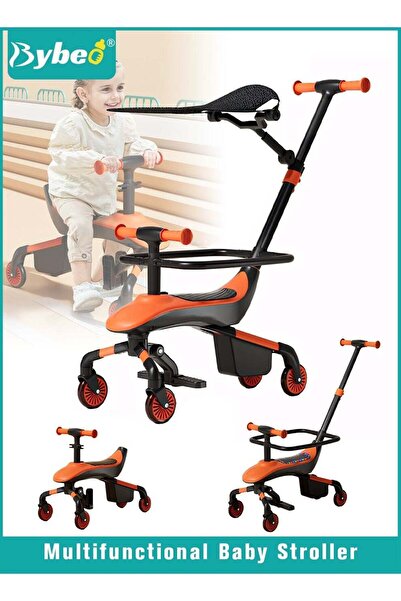 BYBEO عربة أطفال 2 في 1 وسيارة ركوب بمقبض دفع للأطفال