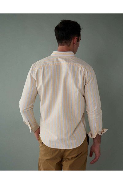 AMERICAN EAGLE قميص أكسفورد مخطط بأزرار من AE Everyday