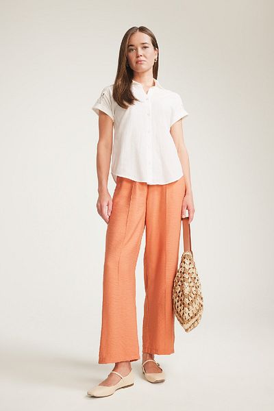 DeFacto Regular Fit Flexible Waist Pocket Straight Leg Trousers F0984Ax25Sm