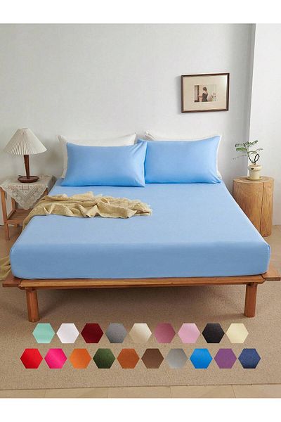 Soft Colours Cearceaf Dublu Elastic + 2 Fete de Perna 160x200 Albastru