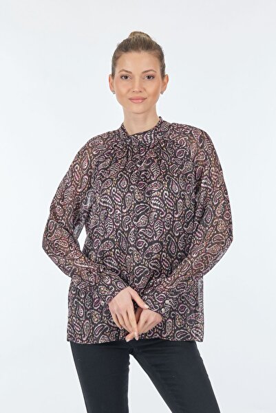 Ekol Жіноча блуза з довгими рукавами з шифону - з візерунком - вільний крій