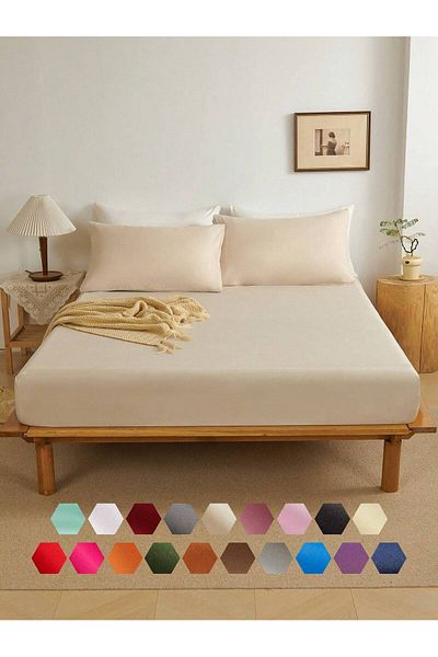 Soft Colours Двоен ластичен чаршаф + 2 калъфки за възглавница 160x200 Мляко кафе