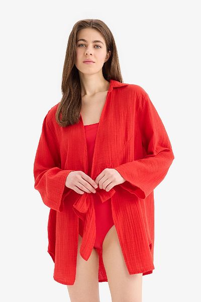 DeFacto Strandhemd aus Musselin mit Schnürung vorne – Fall In Love B7333ax24sm